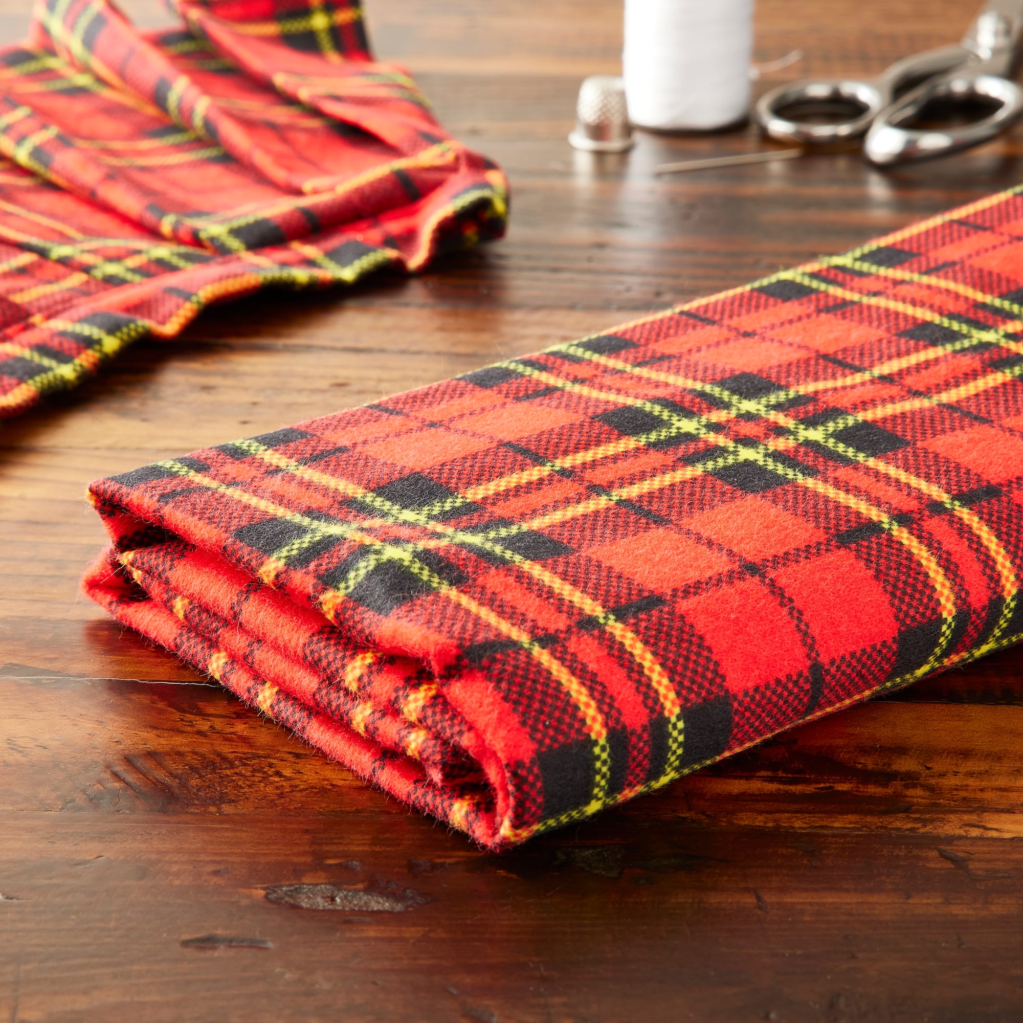 Camelot Fabrics Red Scottie Plaid Flannel Fabric